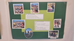 Plakat med bilder fra prosjektet til elevane på Arbeidstrening